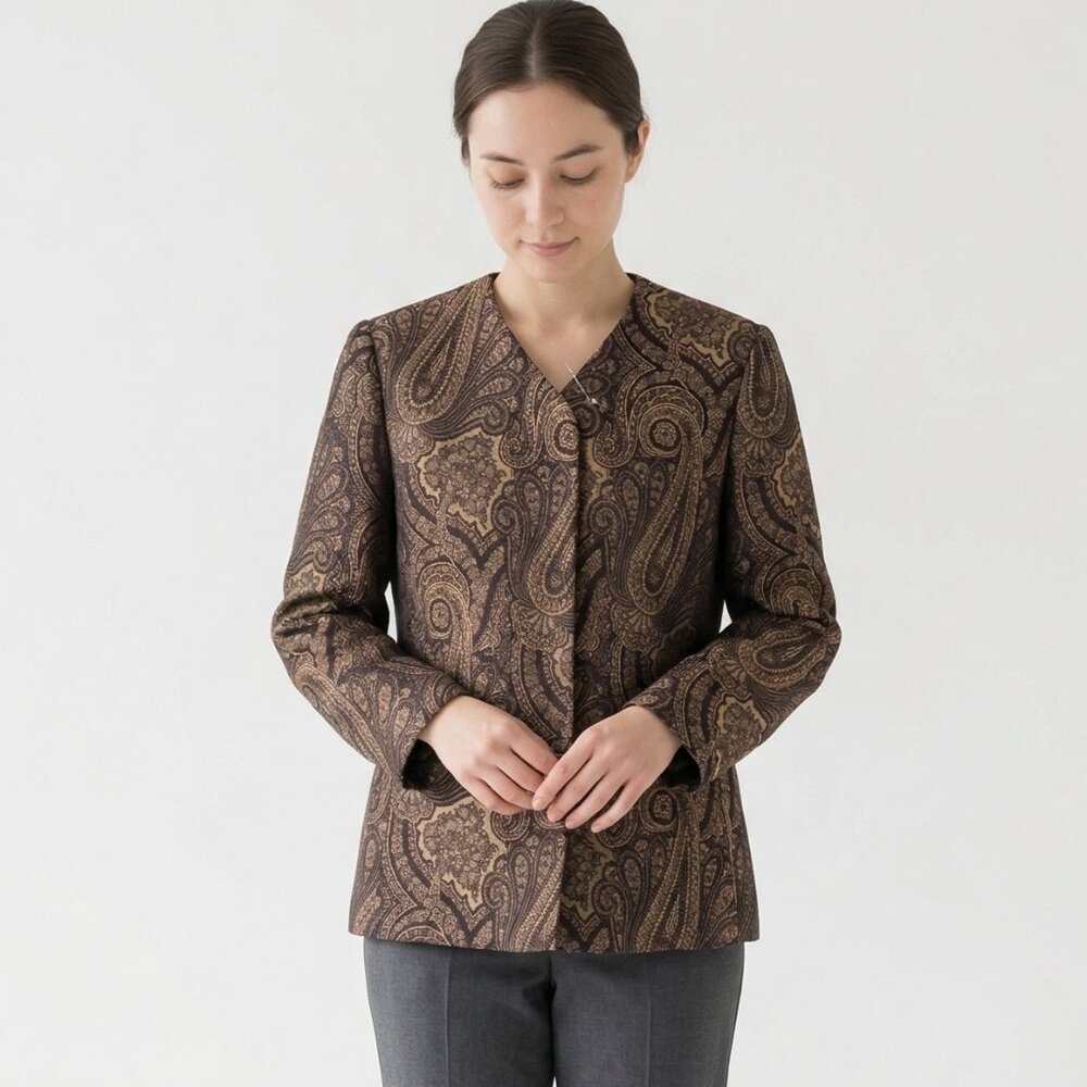 Vintage Austin Red Blazer Jacket Brown Jacquard Paisley Classic 8